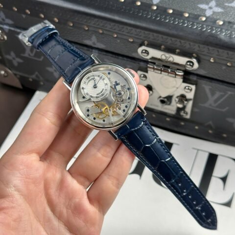 Breguet Replica Watch Tradition 7057 Manual Movement Leather Strap Blue ZF 40mm - Đồng Hồ Replica 1:1