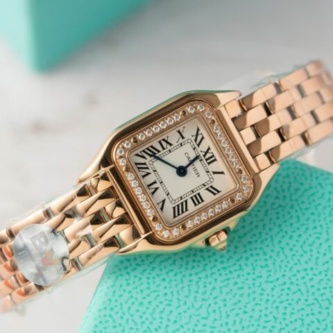 Cartier Panthere Replica Watch Rose Gold With Diamond Bezel 22mm - Đồng Hồ Replica 1:1