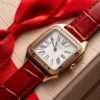 Cartier Replica Watch Santos Dumont WJSA0017 Red Leather Strap 38x27.5mm - Đồng Hồ Replica 1:1