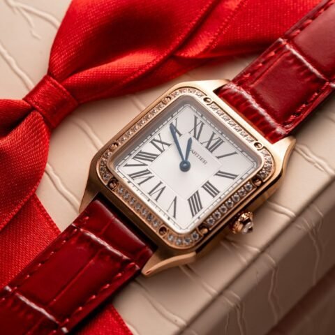 Cartier Replica Watch Santos Dumont WJSA0017 Red Leather Strap 38x27.5mm - Đồng Hồ Replica 1:1