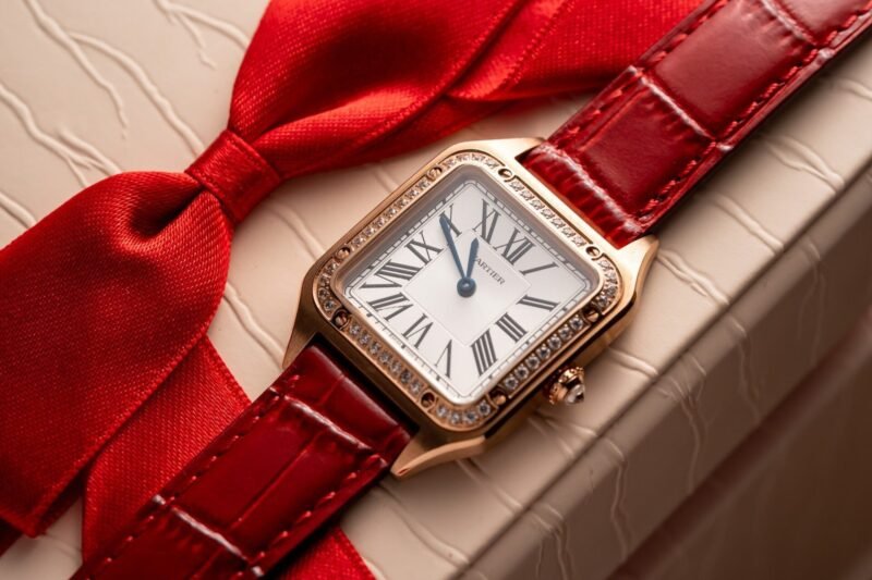 Cartier Replica Watch Santos Dumont WJSA0017 Red Leather Strap 38x27.5mm - Đồng Hồ Replica 1:1