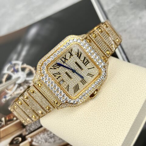 Cartier Santos Replica 1:1 Watch With Stone BV Factory 39.8mm - Đồng Hồ Replica 1:1