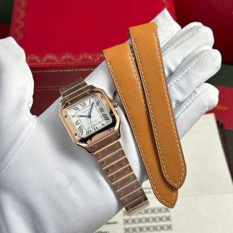 Cartier Santos Womens Replica Watch White Dial BV Factory 35.2mm - Đồng Hồ Replica 1:1