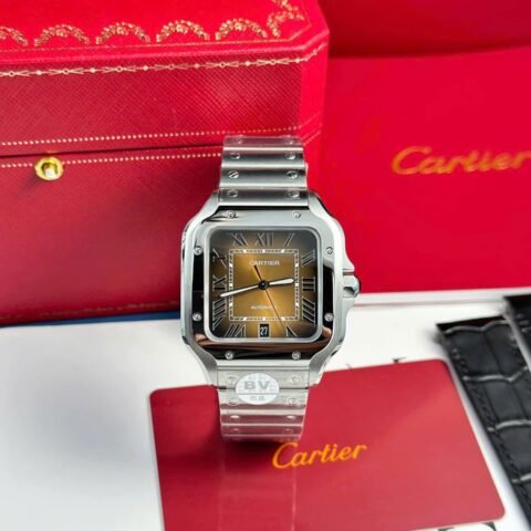 Cartier Santos WSSA0064 Replica Watch Brown Dial BV Factory 39.8mm - Đồng Hồ Replica 1:1