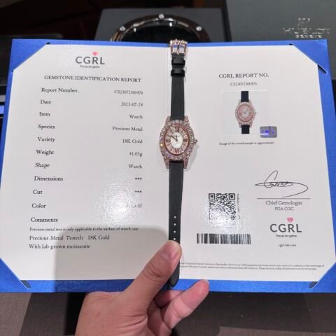 Chopard Gold Wrapped Replica Women's Watch Moissanite Diamonds 34mm - Đồng Hồ Replica 1:1