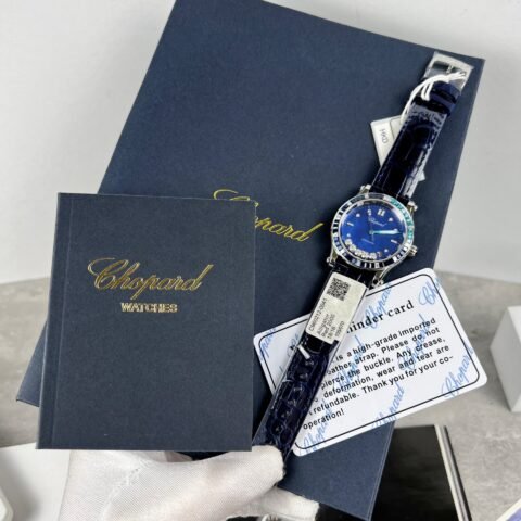 Chopard Happy Sport Replica 1:1 Watch Blue Dial Leather Strap 36mm - Đồng Hồ Replica 1:1