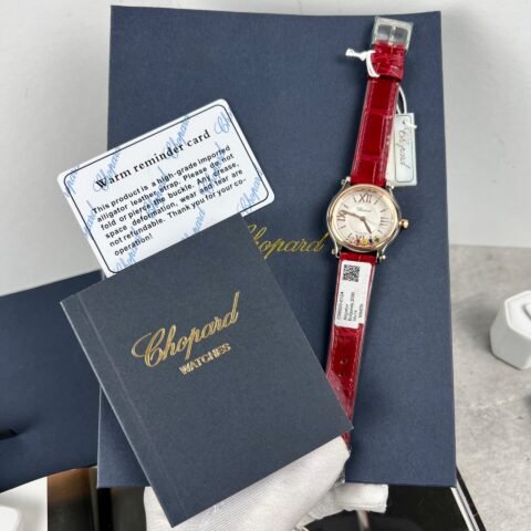 Chopard Happy Sport Replica Watch Red Leather Strap 36mm - Đồng Hồ Replica 1:1