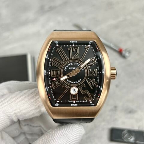 Franck Muller V45 Rose Gold Replica Watch Black Dial AB Factory 45mm - Đồng Hồ Replica 1:1