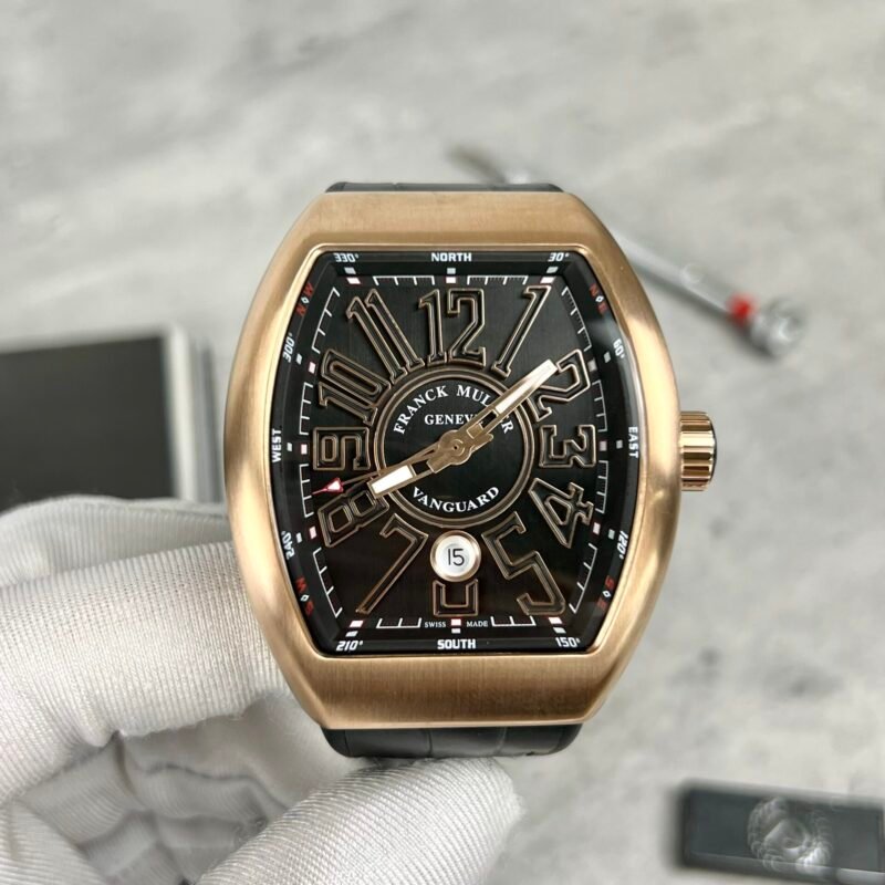 Franck Muller V45 Rose Gold Replica Watch Black Dial AB Factory 45mm - Đồng Hồ Replica 1:1