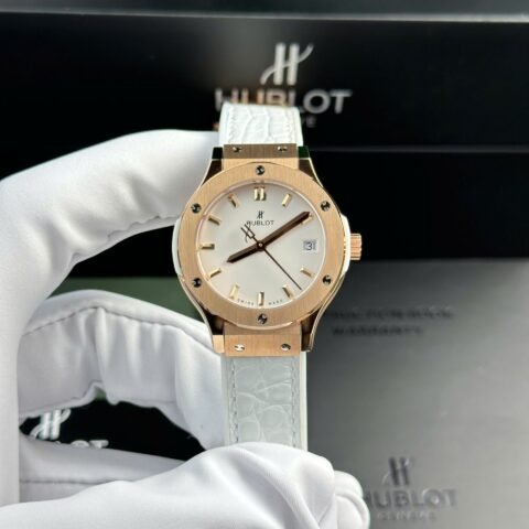 Hublot Classic Fusion King Gold Replica Watch Womens White HB Factory 33mm - Đồng Hồ Replica 1:1