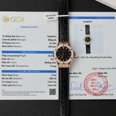 Hublot Classic Fusion King Gold Replica Watches Custom Moissanite Diamonds 33mm - Đồng Hồ Replica 1:1