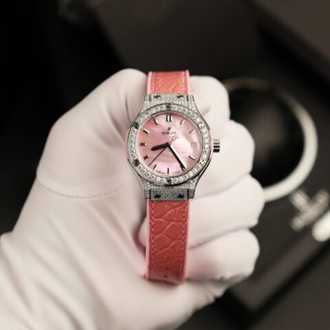Hublot Classic Fusion Replica Watch Mother Of Pearl Dial + Moissanite Diamonds 33mm - Đồng Hồ Replica 1:1
