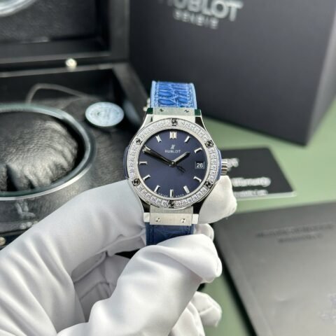 Hublot Classic Fusion Replica Watches Womens Blue HB Factory 33mm - Đồng Hồ Replica 1:1
