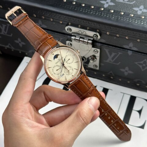 Jaeger LeCoultre Best Copies Watch Master Ultrathin Perpetual Calendar Leather Strap VR Factory 39mm - Đồng Hồ Replica 1:1