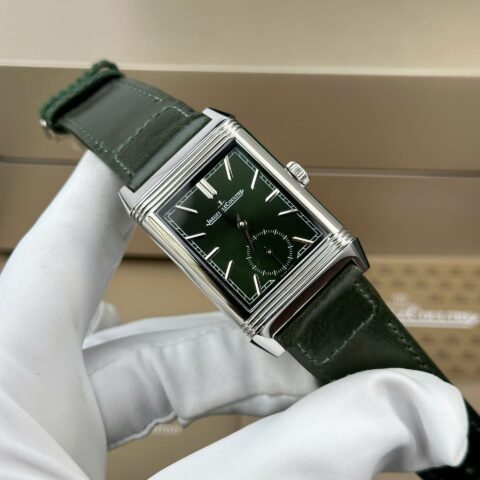 Jaeger LeCoultre Remake Watch Master Reverso Tribute Small Seconds 2 Dial Green And White 28.3x47mm - Đồng Hồ Replica 1:1