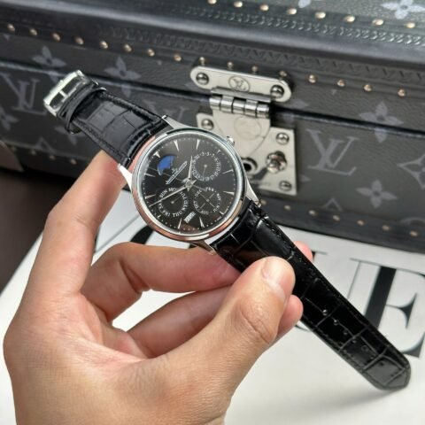 Jaeger LeCoultre Replica Watch Master Ultrathin Perpetual Calendar Dial Black VR Factory 39mm - Đồng Hồ Replica 1:1