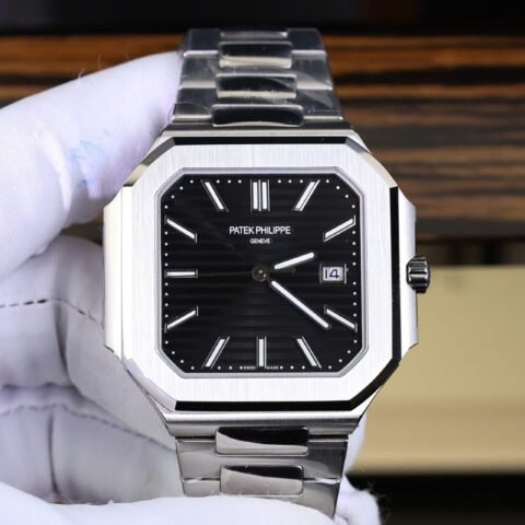 Patek Philippe Cubitus 5821 Replica Watches Black Dial Stainless Steel TW Factory 45mm - Đồng Hồ Replica 1:1