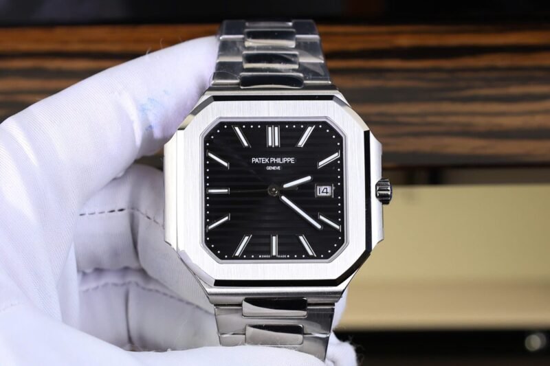 Patek Philippe Cubitus 5821 Replica Watches Black Dial Stainless Steel TW Factory 45mm - Đồng Hồ Replica 1:1