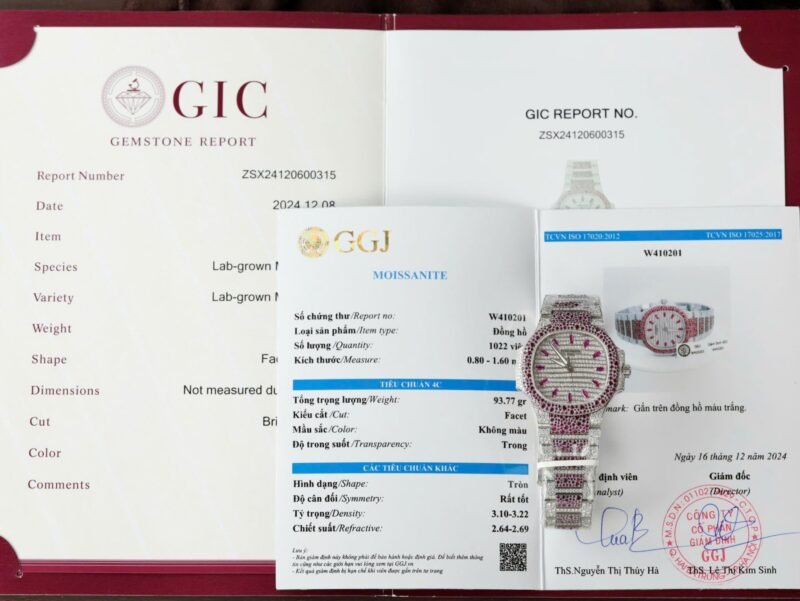 Patek Philippe Replica Watches Nautilus Haute Joaillerie 7118 Custom Full Moissanite Diamonds 35.2mm - Đồng Hồ Replica 1:1