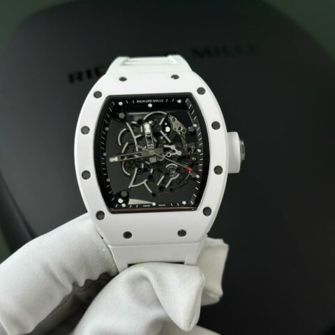 Richard Mille Best Replica Watch RM055 White Ceramic Rubber Strap ZF Factory 45mm - Đồng Hồ Replica 1:1
