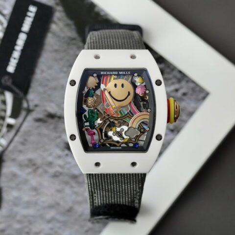 Richard Mille Fake Watch RM88 Smiley Fabic Nato Gray 42mm - Đồng Hồ Replica 1:1