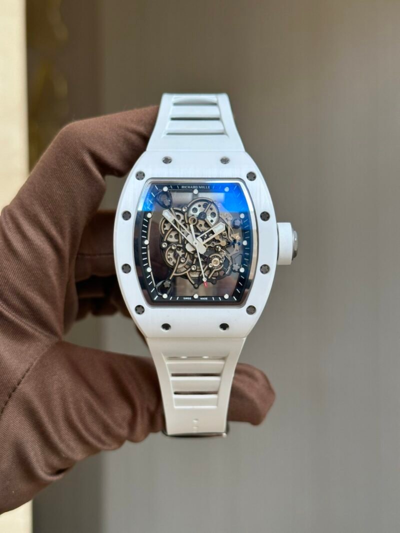 Richard Mille RM055 Bubba Watson Replica Watch Ceramic White Black Dial BBR Factory 45mm - Đồng Hồ Replica 1:1