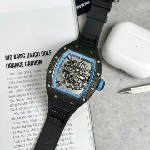 Richard Mille RM055 Replica Watch Full Carbon Case Rubber Strap 45mm - Đồng Hồ Replica 1:1