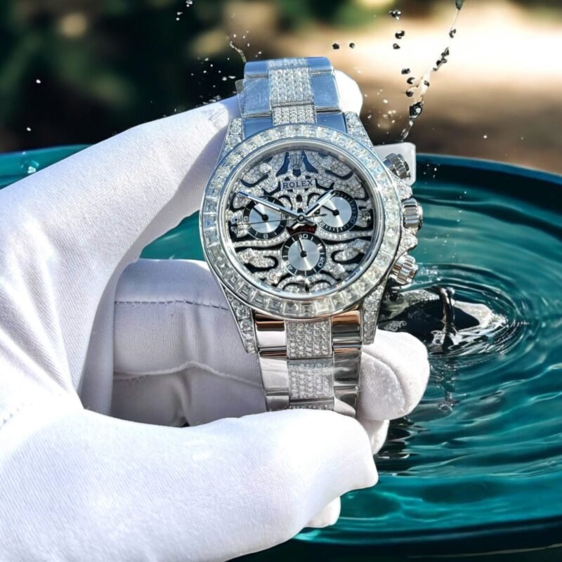 Rolex Cosmograph Daytona Eye Of The Tiger Customs Moissanite Diamonds Replica Watch 40mm - Đồng Hồ Replica 1:1