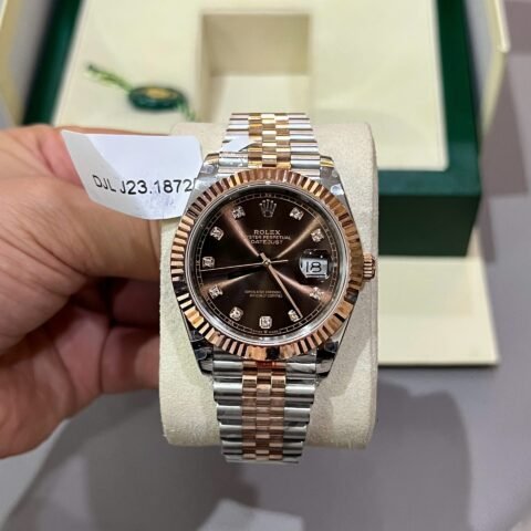 Rolex DateJust Dial Chocolate Replica Watch Custom Gold Wrapped GM Factory 41mm - Đồng Hồ Replica 1:1