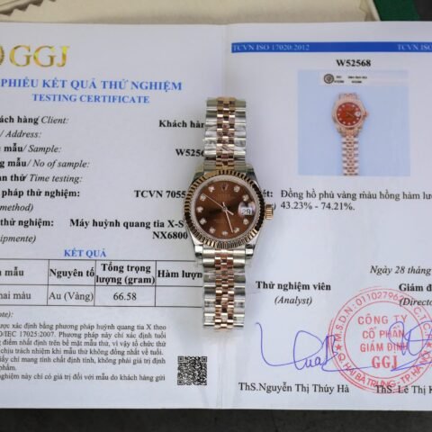 Rolex DateJust Lady Replica Watch Custom Gold Wrapped Chocolate Dial GM Factory 28mm - Đồng Hồ Replica 1:1