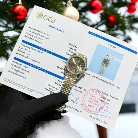 Rolex DateJust Moissanite Diamond Replica Watch Gray Dial 31mm - Đồng Hồ Replica 1:1