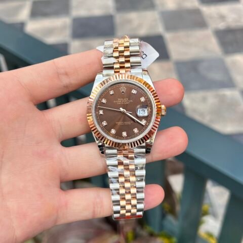 Rolex DateJust Replica Watch 18K Rose Gold Wrapped Chocolate Dial GMF 41mm - Đồng Hồ Replica 1:1