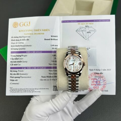 Rolex DateJust Replica Watch Gold Wrapped + MOP Dial Natural Diamond Markers GM Factory 31mm - Đồng Hồ Replica 1:1