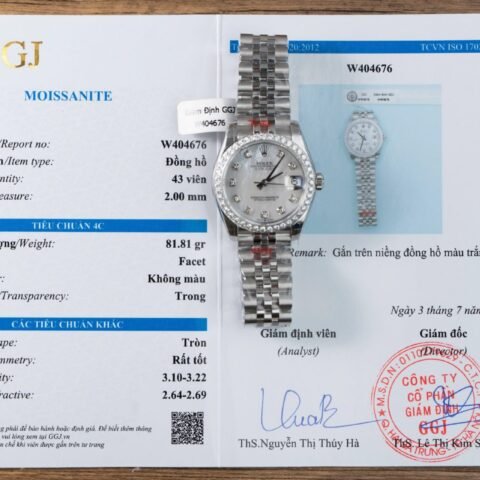 Rolex DateJust Replica Watch Mother Of Pearl Dial With Moissanite Bezel 31mm - Đồng Hồ Replica 1:1