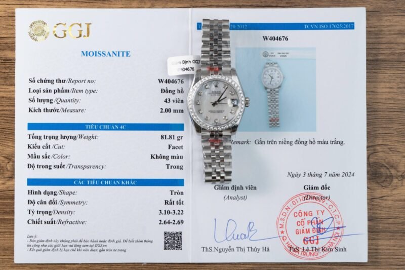 Rolex DateJust Replica Watch Mother Of Pearl Dial With Moissanite Bezel 31mm - Đồng Hồ Replica 1:1