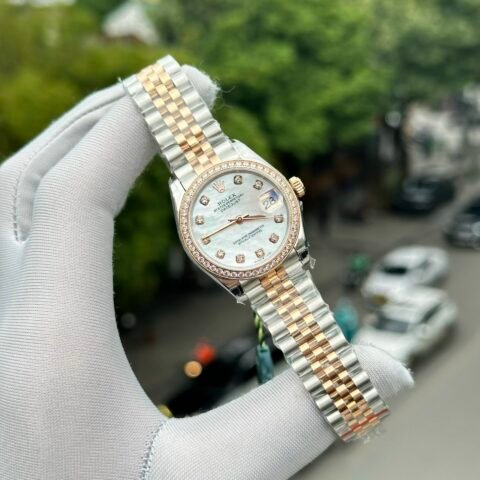Rolex DateJust Replica Watch Mother Of Pearl Dial With Stone Bezel 31mm - Đồng Hồ Replica 1:1