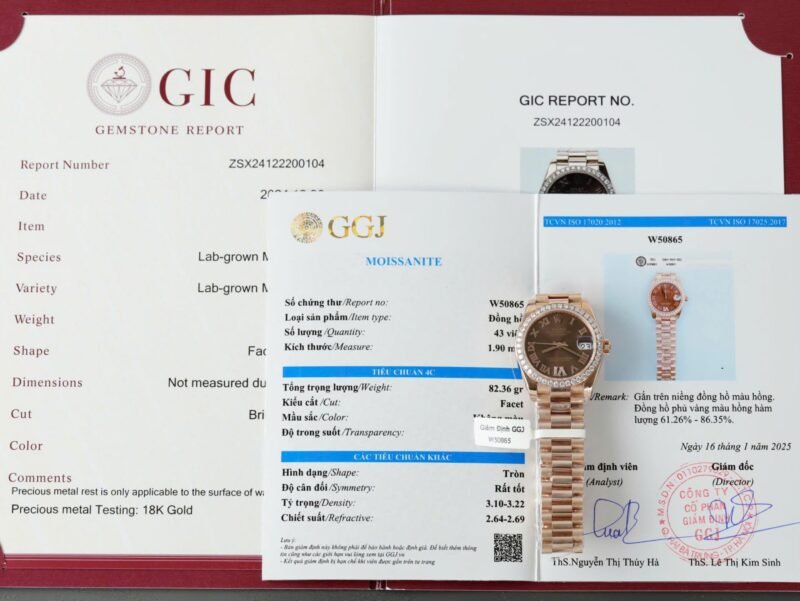Rolex DateJust Women's Copies Watch Diamonds Moissanite + 18K Gold Wrapped 31mm - Đồng Hồ Replica 1:1