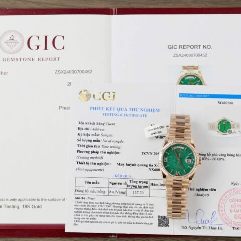Rolex Day-Date 128235 Dial Aventurine Replica Watch Custom Gold Wrapped 36mm - Đồng Hồ Replica 1:1