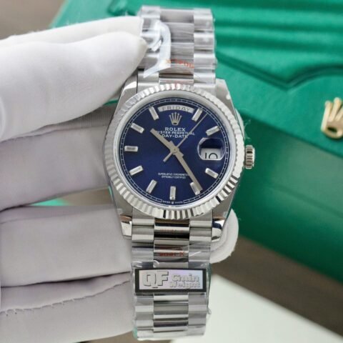 Rolex Day-Date 128236 Replica Watch Blue Dial Weight 158gram QF Factory 36mm - Đồng Hồ Replica 1:1