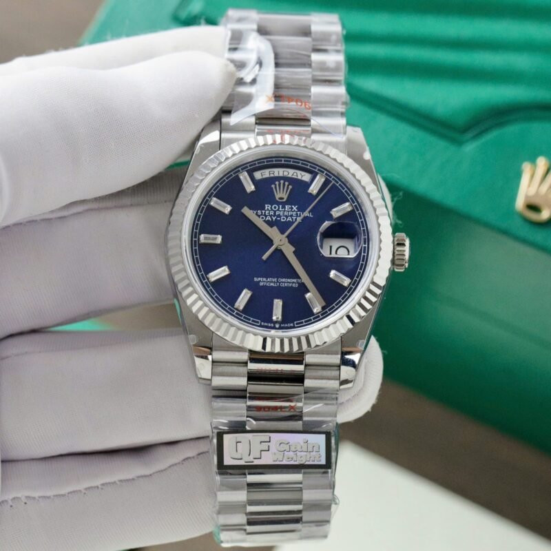 Rolex Day-Date 128236 Replica Watch Blue Dial Weight 158gram QF Factory 36mm - Đồng Hồ Replica 1:1