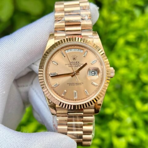 Rolex Day-Date 228235 Pink Dial Stone With Number GM Factory 40mm - Đồng Hồ Replica 1:1