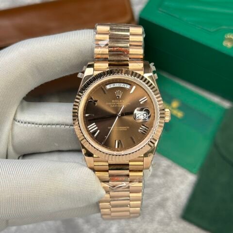 Rolex Day-Date 228235 Rose Gold Chocolate Dial Replica Watch V2 GM Factory 40mm - Đồng Hồ Replica 1:1