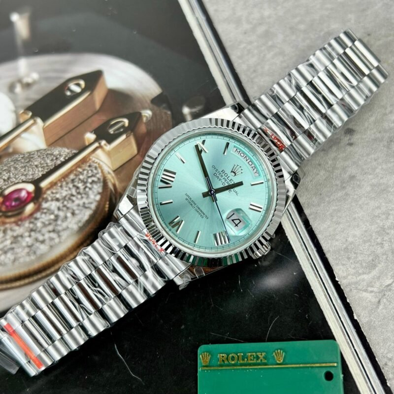 Rolex Day-Date 228236 Replica 11 Watch Ice Blue Dial GM Factory 40mm - Đồng Hồ Replica 1:1