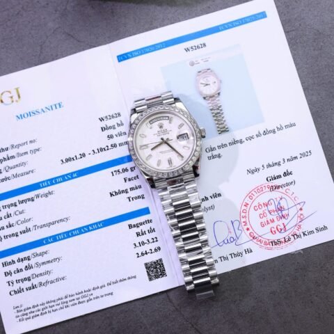 Rolex Day-Date Best Copies Watch Meteorite Wial Custom Diamonds Moissanite Baguette 40mm - Đồng Hồ Replica 1:1