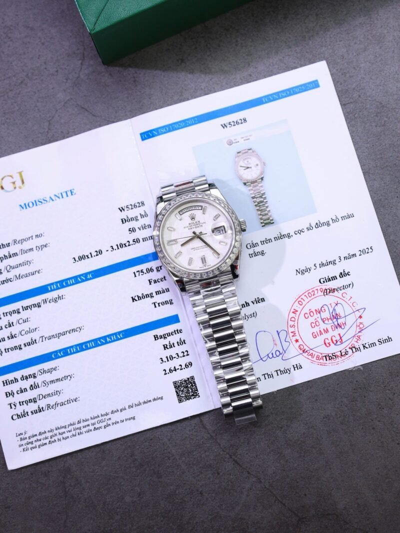 Rolex Day-Date Best Copies Watch Meteorite Wial Custom Diamonds Moissanite Baguette 40mm - Đồng Hồ Replica 1:1