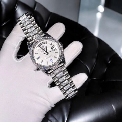 Rolex Day-Date Best Replica Watch Meteorite Dial Moissanite Diamonds Custom 40mm - Đồng Hồ Replica 1:1