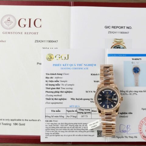 Rolex Day-Date Dial Blue Copies Watch Custom Weight 186Gram 18K Gold Wrapped 40mm - Đồng Hồ Replica 1:1
