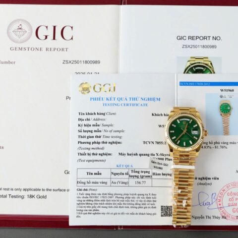 Rolex Day-Date Dial Green Copies Watch Weight 160gram Custom Gold Wrapped 36mm - Đồng Hồ Replica 1:1