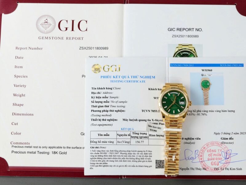 Rolex Day-Date Dial Green Copies Watch Weight 160gram Custom Gold Wrapped 36mm - Đồng Hồ Replica 1:1
