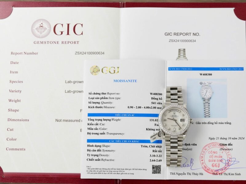 Rolex Day-Date Dial MOP Best Replica Watch Custom Moissanite Diamonds 36mm - Đồng Hồ Replica 1:1